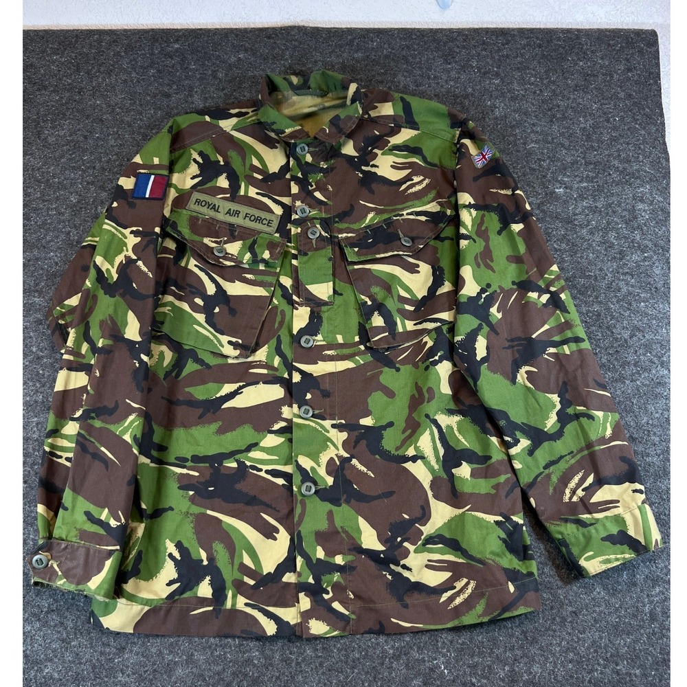 Royal Air Force Military Camo Combat Field Jacket Shirt Mens XL Green Utility